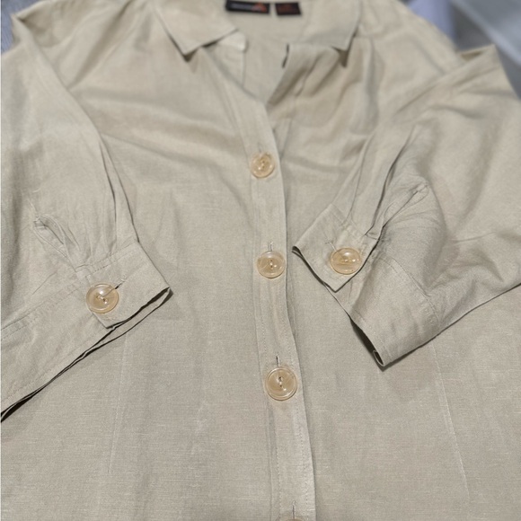 Women’s Ashley Steward beige plus size Linen blend two piece crop separates set - Picture 9 of 9